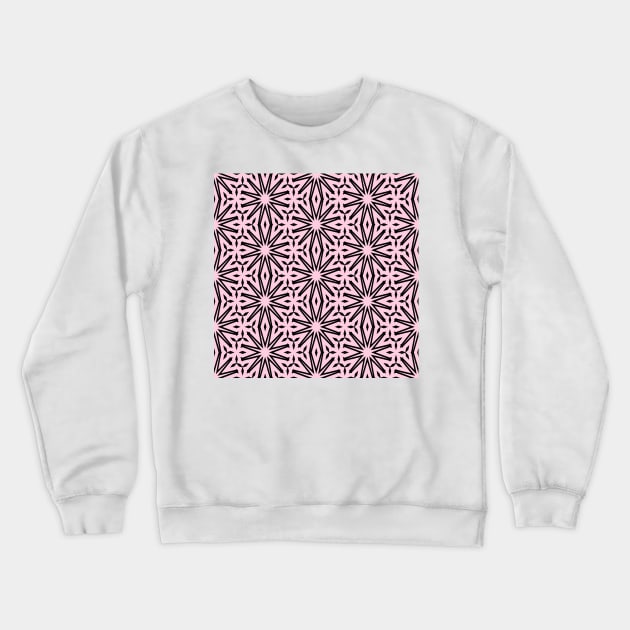 Fun Pink and Black Abstract Suns Pattern Crewneck Sweatshirt by SeaChangeDesign